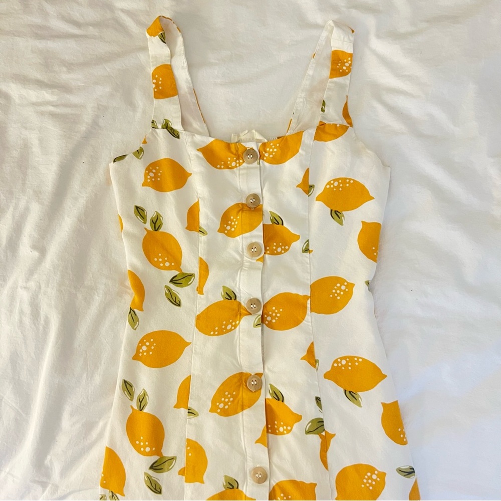 Anthropologie MELLODAY Citrus Print Button-Down Dress